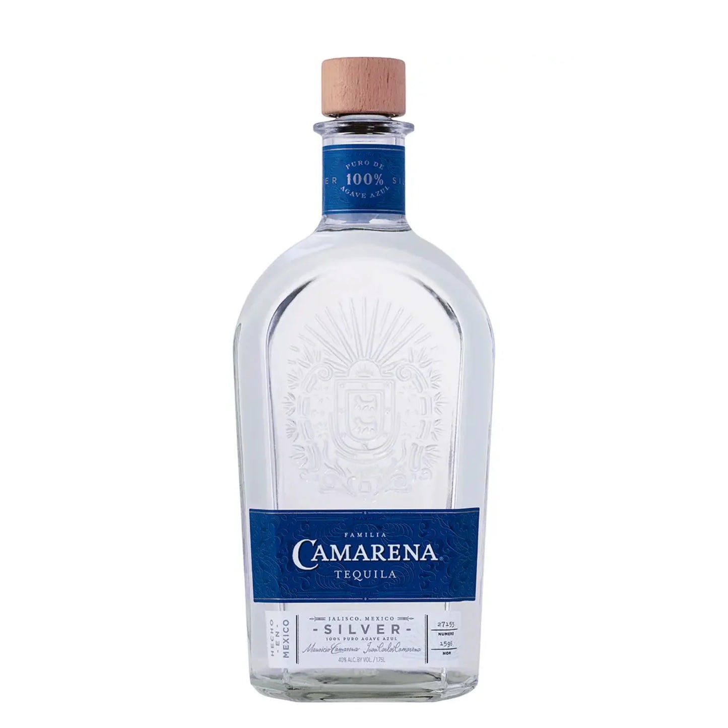 Camarena Tequila Silver bottle on a white background