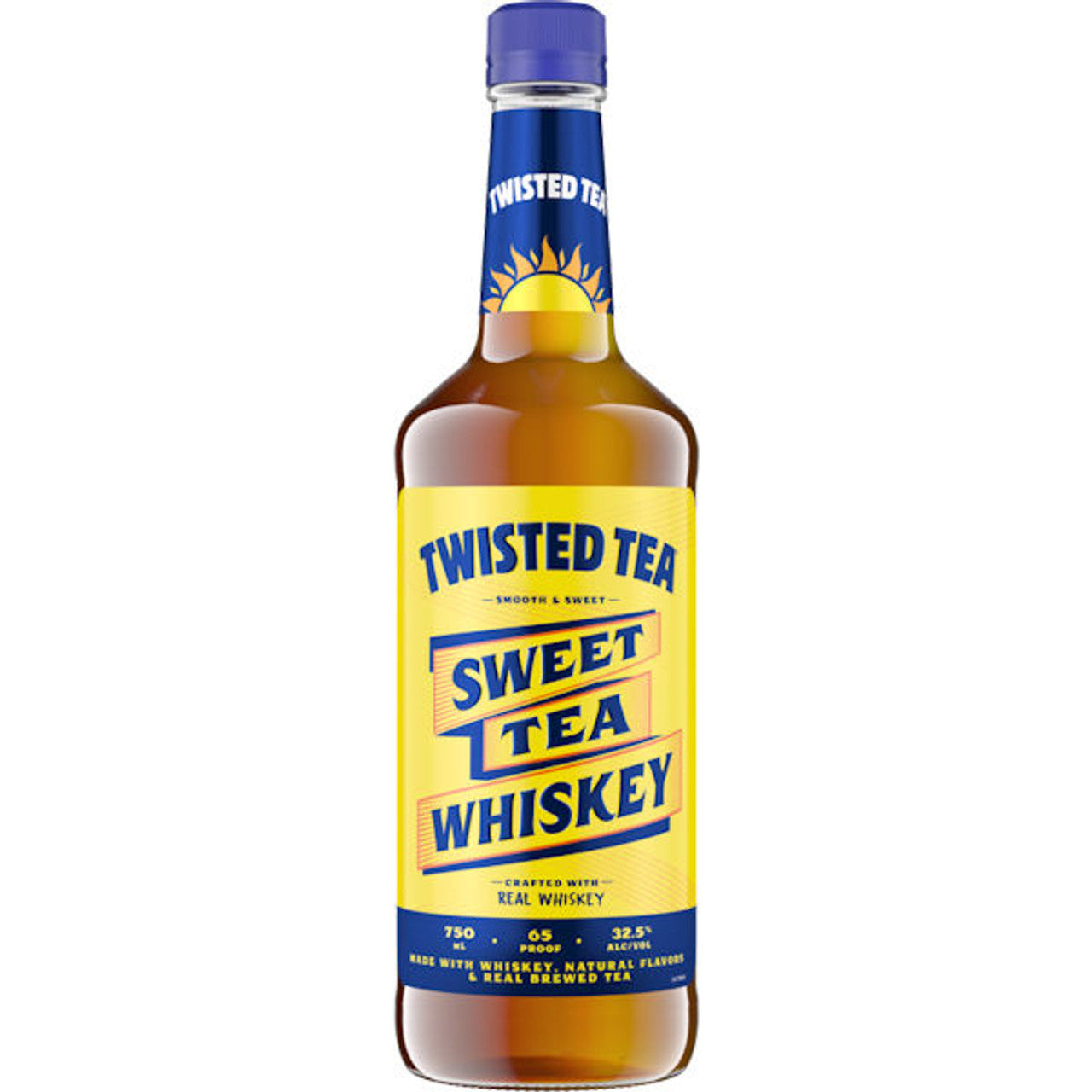 Bottle of Twisted Tea Sweet Tea Whiskey on a white background