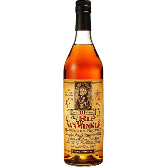 Bottle of Old Rip Van Winkle bourbon whiskey on a white background