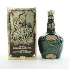 Chivas Royal Salute 21 Years Old Whisky Green Bottle In Box With Velvet Bag Empty Bottle